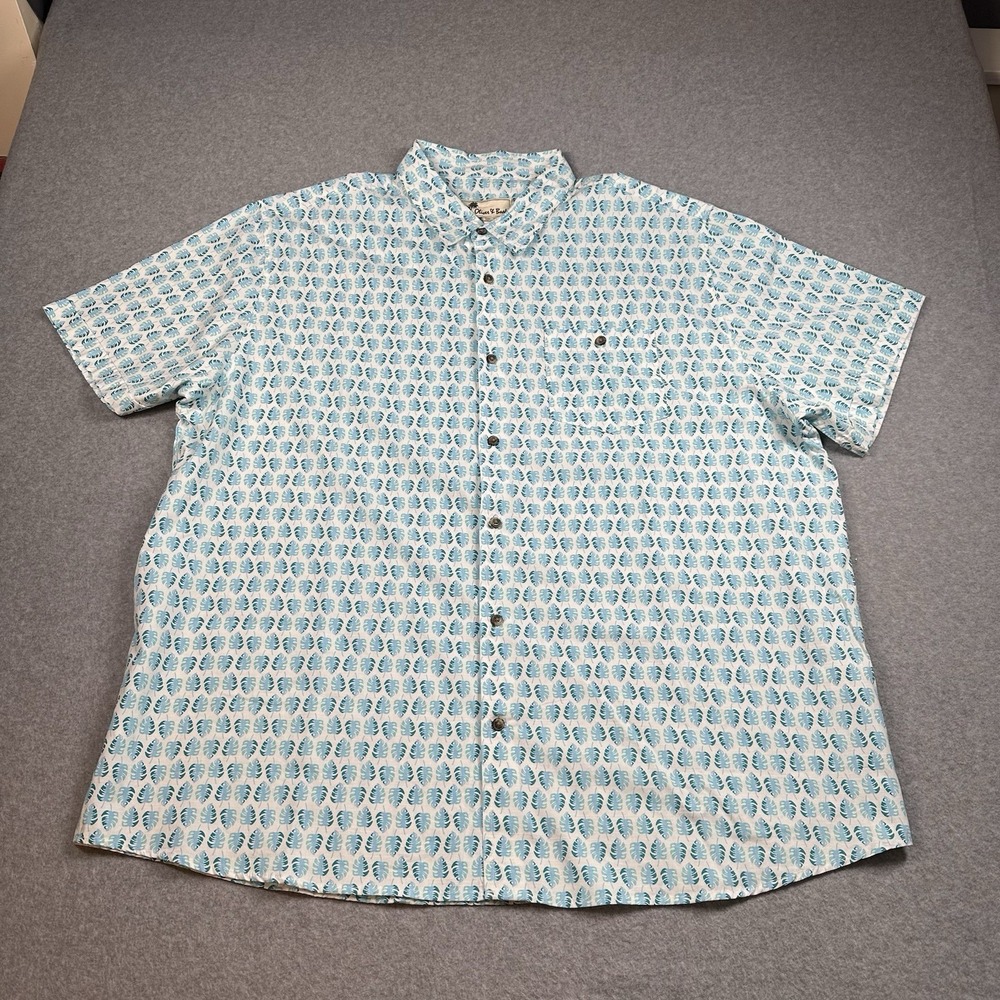 Oliver & Burke 3XL Tropical Leaf Button Up Hawaiian Shirt Cotton Rayon NWT